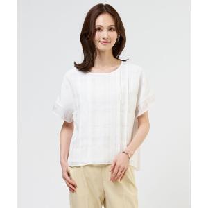 tシャツ 半袖 「一枚で着映え」シャドーチェック カットソー レディース