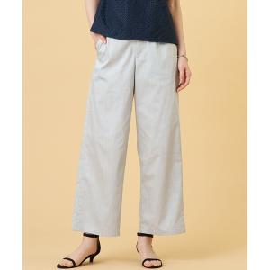 パンツ ソフトシャンブレー ストレートパンツ レディース