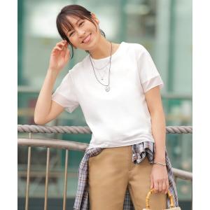 tシャツ 半袖 「シーンレスに活躍」コットンスムース シアーデザイン カットソー レディース