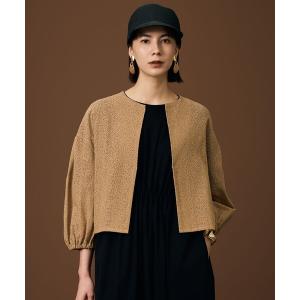 カーディガン テクスチャージャージーレーシー カーディガン レディース