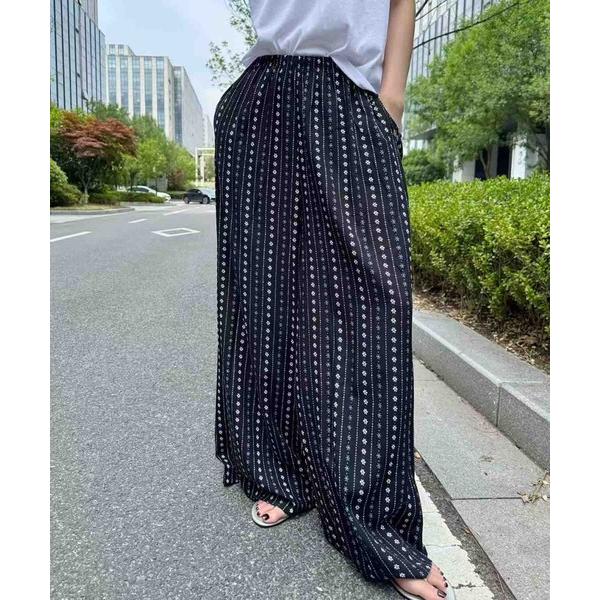 ワイドパンツ パンツ レオパード柄から花柄まで！柄アソートイージーパンツ ウエストゴム フレア ワイ...