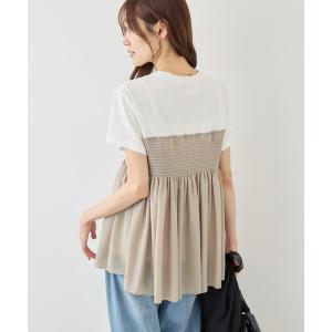 tシャツ シャーリングドッキングハーフスリーブカットソー レディース