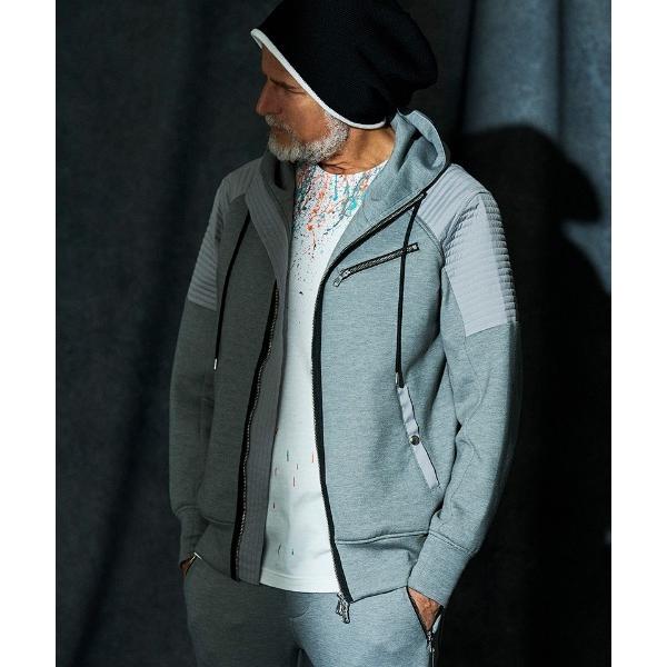 パーカー mpa4122-Double-knit Biker Hoodie ジップアップバイカーパー...