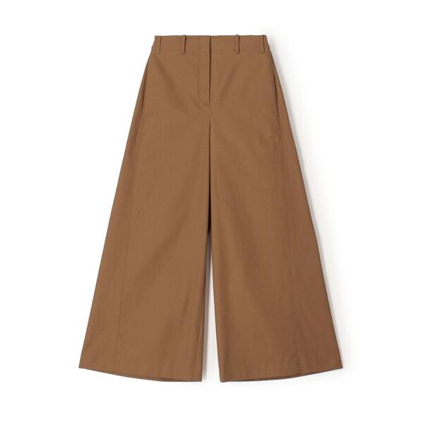 パンツ コットンギャバジン ワイドフレアパンツ レディース
