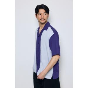 アロハシャツ シャツ ツートーン切替開襟半袖シャツ メンズ