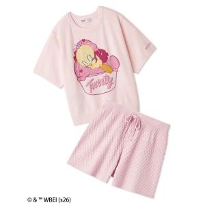 パジャマ ルームウェア 「WEB限定」「セット商品」「Tweety」モチーフニットプルオーバー＆ニットショートパンツSET レディース