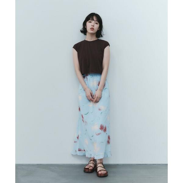 ロング スカート 「EMMEL REFINES」EM シャドウ フラワー プリント スカート