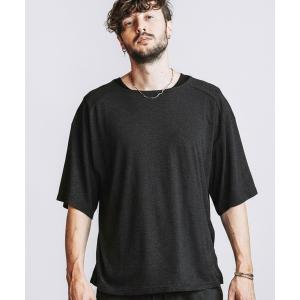 tシャツ 「NO ID.」Cut-off Boat Neck BIG T-Shirt / カットオフ ボートネック ビッグ Tシャツ メンズ