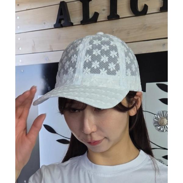 キャップ 帽子 総レース フラワーレース シースルー ベースボールキャップ レディース