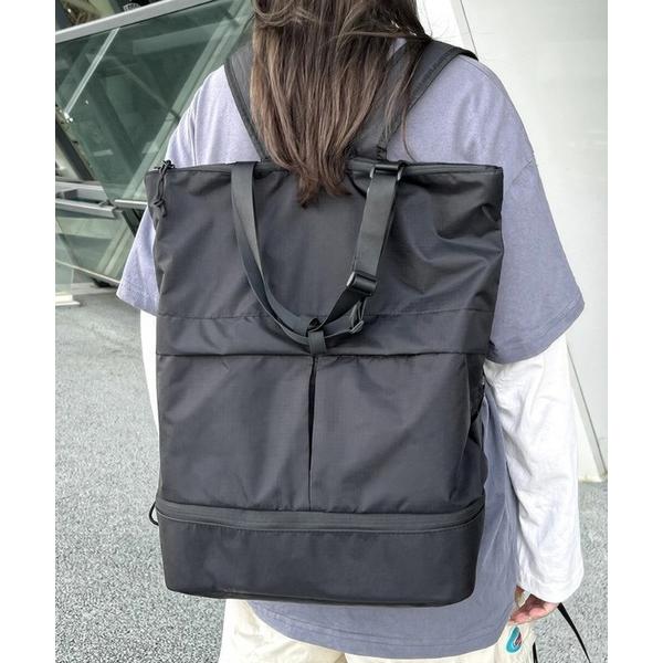 デイバック リュック 大容量2WAYダブルポケットトートバッグ/リュックサック/ママバッグ/旅行バッ...