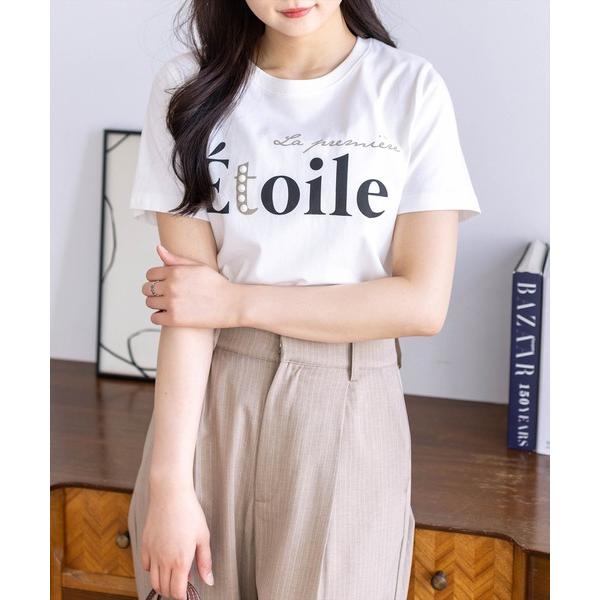 tシャツ 半袖 「6色展開」プリントパールロゴTシャツ「骨格ストレート／きれいめ／大人カジュアル／シ...