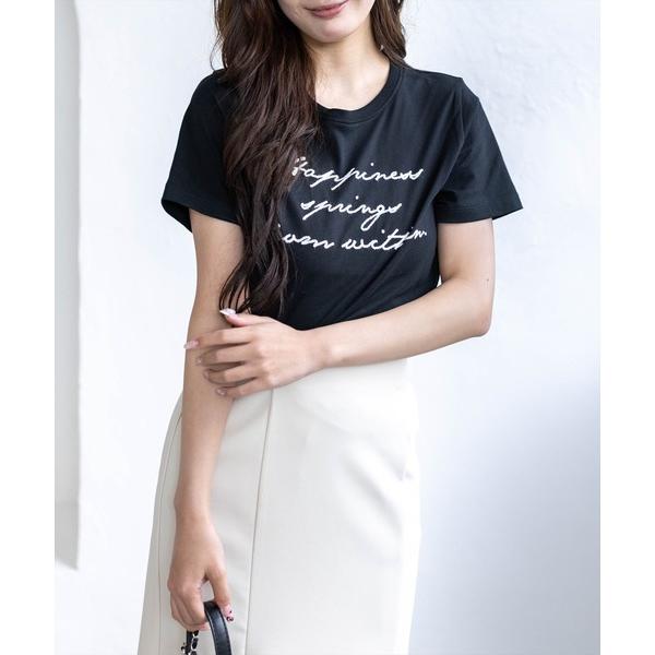 tシャツ 半袖 コード刺繍Tシャツ「骨格ウェーブ/コンパクト/きれいめカジュアル/半袖/ベーシック」...