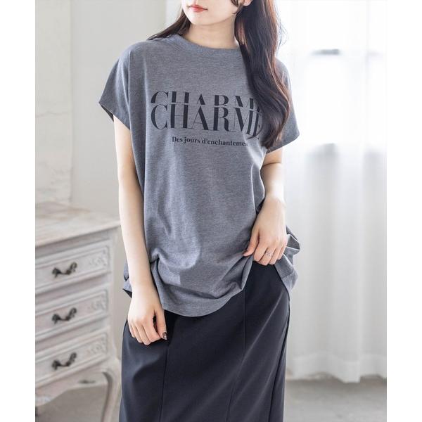 tシャツ 半袖 「5色展開」フレンチスリーブロゴプリントTシャツ「骨格ナチュラル／カジュアル／ラフ／...
