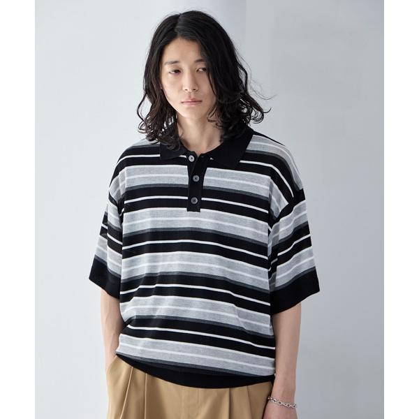 ポロシャツ Border Knit Polo Shirt / ボーダーニットポロシャツ メンズ レデ...