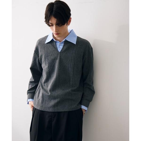 シャツ Faux layered knit shirt / フェイクレイヤードニットシャツ メンズ