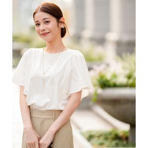 tシャツ 半袖 「シルクタッチさら魅せTシャツ」袖フレア プルオーバー レディース