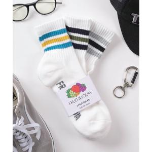 靴下 「73」「FRUIT OF THE LOOM/フルーツオブザルーム」カラフルライン クォーター丈 ソックス 3Pセット メンズ レディース