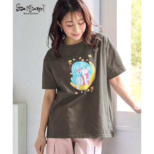 tシャツ 「大きいサイズ」「水森亜土」ゆったりプリントTシャツ レディース