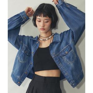 ブラウス シャツ 配色ステッチシアーデニム レディース