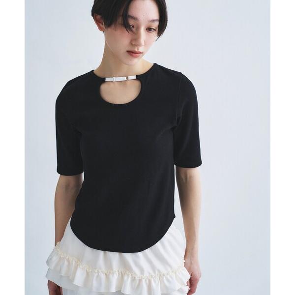 tシャツ rib jersey point neck tee レディース