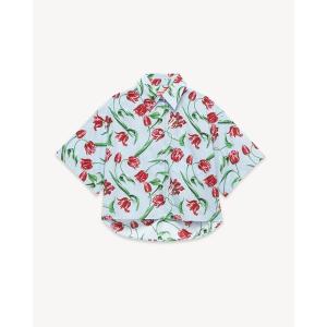 ブラウス シャツ 'KENZO Tulip' ショートスリーブ シャツ イン コットン ポプリン レディース