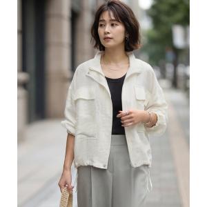 ブルゾン アウター 麻混くったりシボ感春夏ブルゾン レディース
