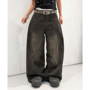 ジーンズ レオパード加工デニム メンズ レディース