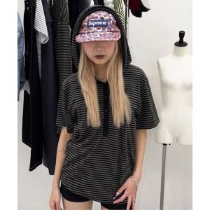 tシャツ 半袖 ボーダーヘンリーフードトップス レディース メンズ