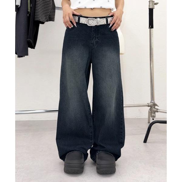 ジーンズ デニム デニムパンツ 配色刺繍ストレートスラブデニム レディース メンズ