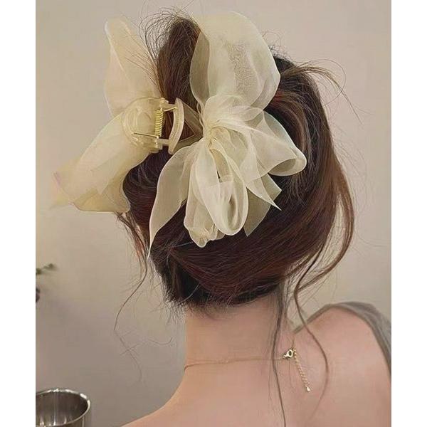 ヘアクリップ 「float」シフォン シンプル バンスクリップ