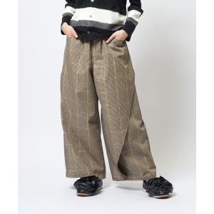 ワイドパンツ パンツ チェックワイドパンツ レディース メンズ