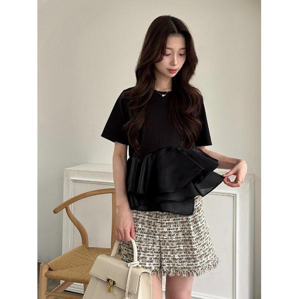tシャツ ドッキングペプラムカットプルオーバー レディース