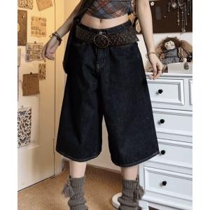ジーンズ デニム デニムパンツ ブラックデニム ハーフパンツ レディース