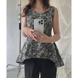 tシャツ architectural jacquard piping sleeveless tops レディース