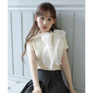 ニット セーター 「2WAY・着用動画あり・4色展開」シフォンリボンストラップ半袖ニット/2026 SS COLLECTION レディース