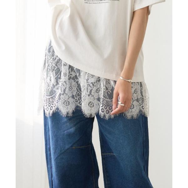 ブラウス シャツ ひげレース レイヤード つけ裾 レディース