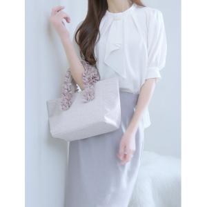 ブラウス シャツ 「MARIAセレクト」 衿元パール付きボウタイブラウス レディース