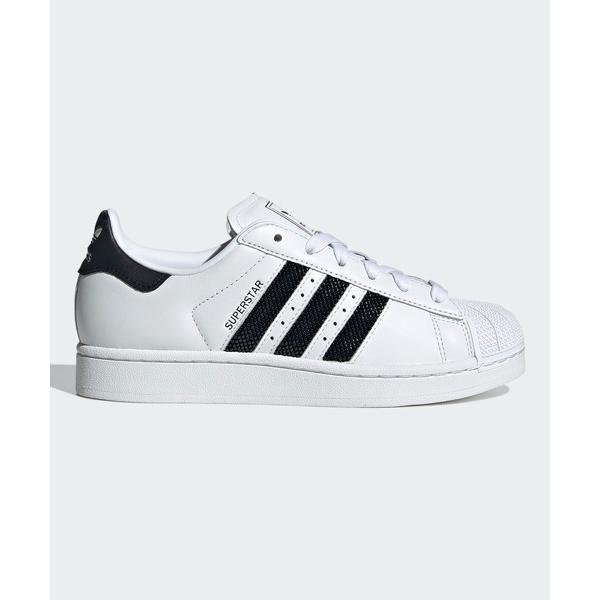 「adidas」 ローカットスニーカー 25.0cm ホワイト×ブラック レディース