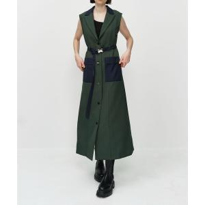「A + TOKYO」 ノースリーブワンピース 1 グリーン レディース