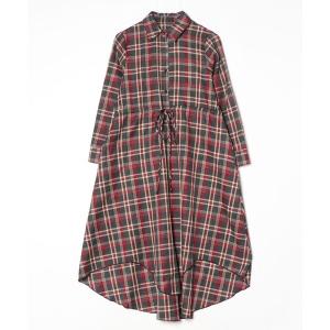 「Primazel」 シャツワンピース M レッド レディース
