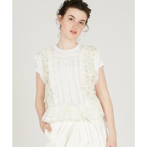 ブラウス シャツ 「crinkle crinkle crinkle」sheer flower vest blouse/シアーフラワーベストブラウス
