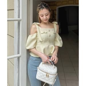 スパンコールツイードペプラムトップス レディース