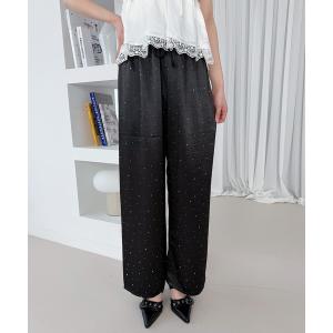 ワイドパンツ パンツ 「新色追加」スパークリングサテンパンツ レディース