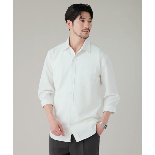 シャツ Buyer's Select/接触冷感パナマ　7分袖レギュラーカラーシャツ メンズ