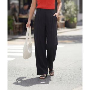 スラックス パンツ サラッと涼感ストレートタックパンツ68cm レディース
