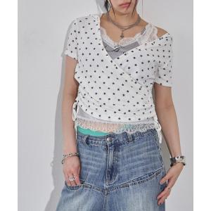 tシャツ リブカシュクールフレンチフーディ（無地/ボーダー/スター） レディース