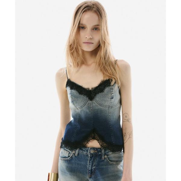 カップ付き キャミソール LACE DENIM CAMISOLE TOPS