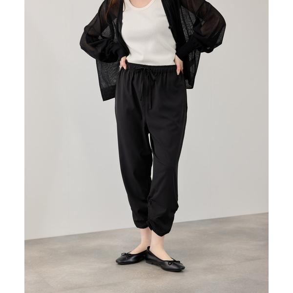 パンツ 接触冷感 UVカット ストレッチ 裾シャーリング クロップドパンツ レディース