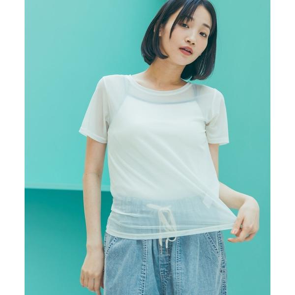 tシャツ 半袖 ソフトチュールシアーTシャツ レディース