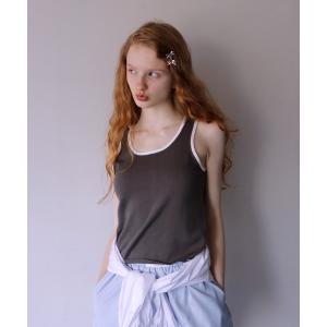 タンクトップ ノースリーブ 「mieya mieya」PLAYFUL KNIT TANKTOP/プレイフルニットタンクトップ レディース
